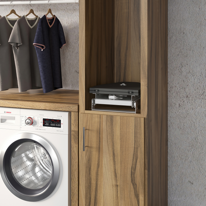 Masa de calcat 8080020, extractibila cu rotire la 180º, pliabila, incorporabila in dulap de 450 mm, finisaj gri [3]