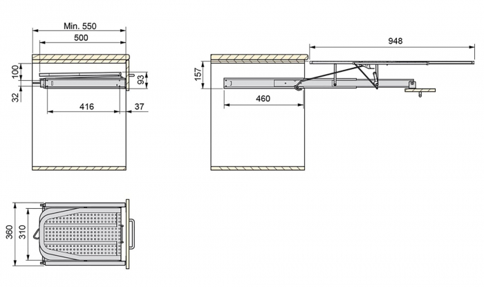 Masa de calcat 8037512, extractibila, pliabila, incorporabila in dulap de 500 mm, finisaj alb [3]