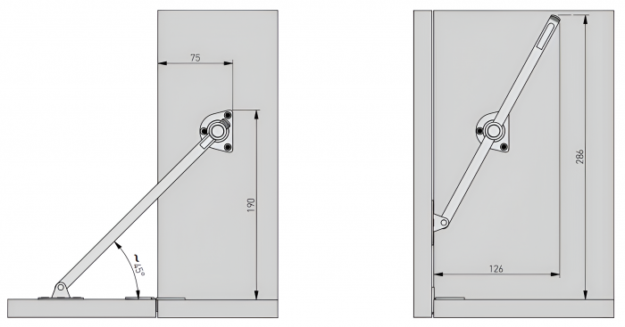 Mecanism limitator cu autofranare pentru usa bar, L: 258 mm [2]