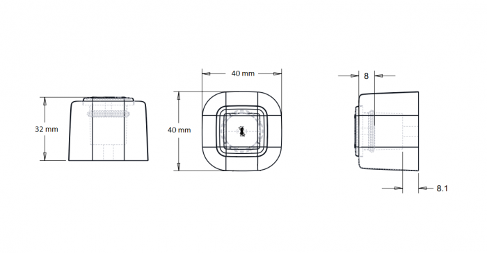 Opritor pentru usa Square, finisaj nichel satin/negru mat CB, 40X40 mm [2]