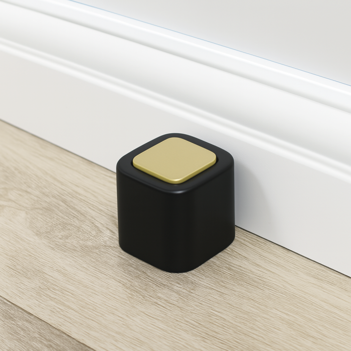 Opritor pentru usa Square, finisaj alama satin/negru mat CB, 40X40 mm [3]