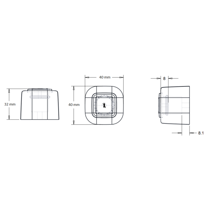 Opritor pentru usa Square, finisaj alama satin/negru mat CB, 40X40 mm [4]