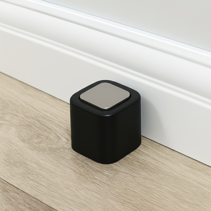 Opritor pentru usa Square, finisaj nichel satin/negru mat CB, 40X40 mm [3]