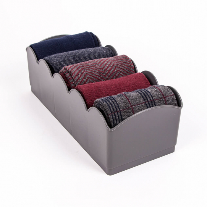 Organizator cu 5 compartimente pentru sosete si bijuterii, gri inchis, 23x10x7.5 cm [2]
