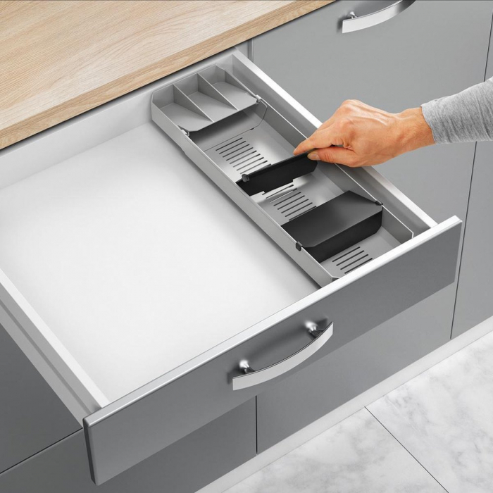 Organizator pentru tacamuri ajustabil pe adancime Uni-Fit, gri, 39/49x15x6 cm [3]