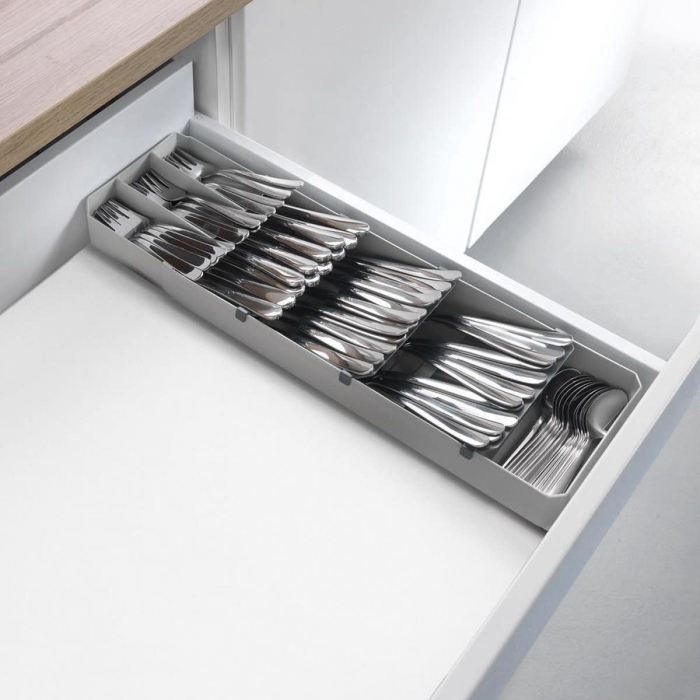 Organizator pentru tacamuri ajustabil pe adancime Uni-Fit, gri, 39/49x15x6 cm [4]