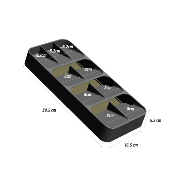 Organizator pentru tacamuri cu 9 compartimente, gri deschis, 38.5x16.5x5.2 cm [6]