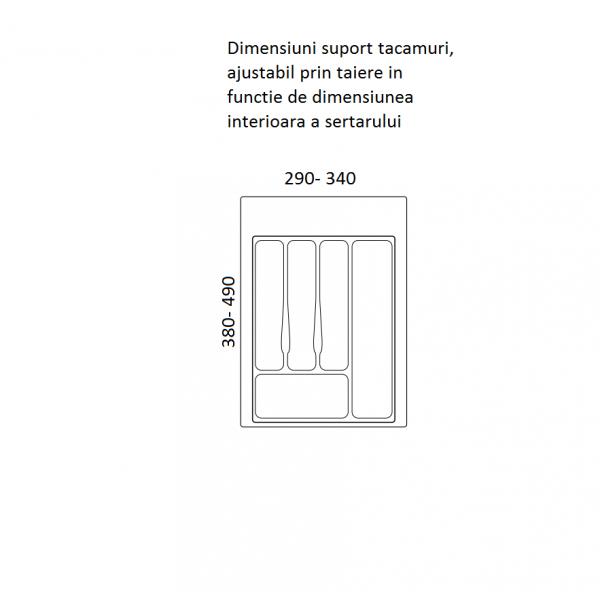 Suport organizare tacamuri, gri, pentru latime exterioara corp 400 mm, montabil in sertar de bucatarie [2]