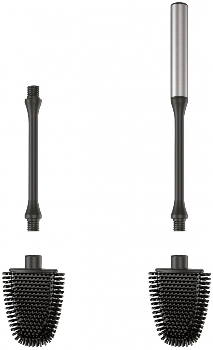 Perie toaleta flexibila Cleany cu suport inox, finisaj negru, 13x8x47 cm [4]