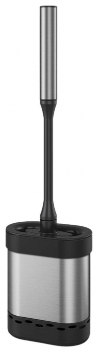 Perie toaleta flexibila Cleany cu suport inox, finisaj negru, 13x8x47 cm [3]