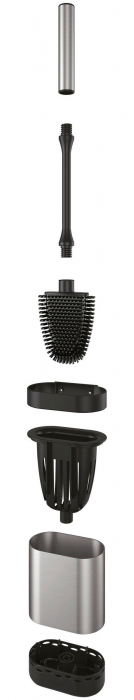 Perie toaleta flexibila Cleany cu suport inox, finisaj negru, 13x8x47 cm [6]
