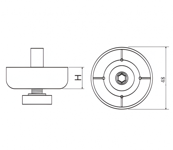 Picior Butuc reglabil pentru mobilier D:48 mm, H:44 mm [8]