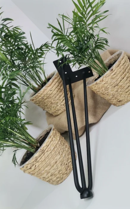 Picior de masa Arto cu 3 tije Ø12 mm, finisaj negru mat, H:304 mm, set 4 bucati [8]