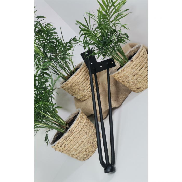 Picior de masa Arto cu 3 tije Ø12 mm, finisaj negru mat, H:406 mm, set 4 bucati [8]