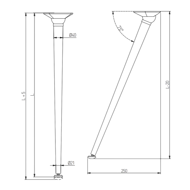 Picior pentru masă X-Line GTV pliabil, oțel, crom lucios, H: 710 mm [5]