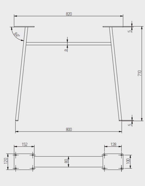 Picior de masa Industria H, finisaj negru mat, 710x820 mm [3]