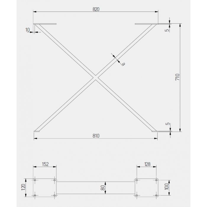 Picior de masa Industria X, finisaj negru mat, 710x820 mm [2]
