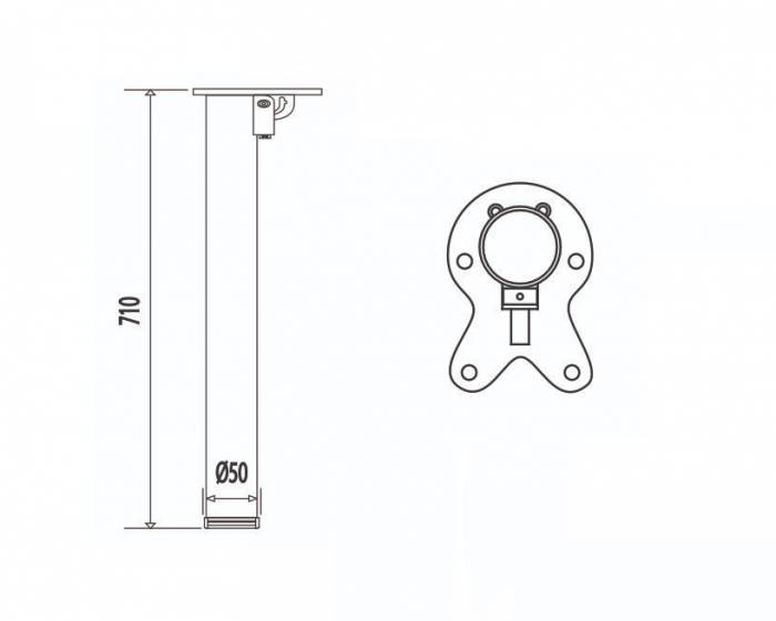 Picior masa rabatabil H=710 mm, D=50 mm, cilindric, finisaj crom [2]