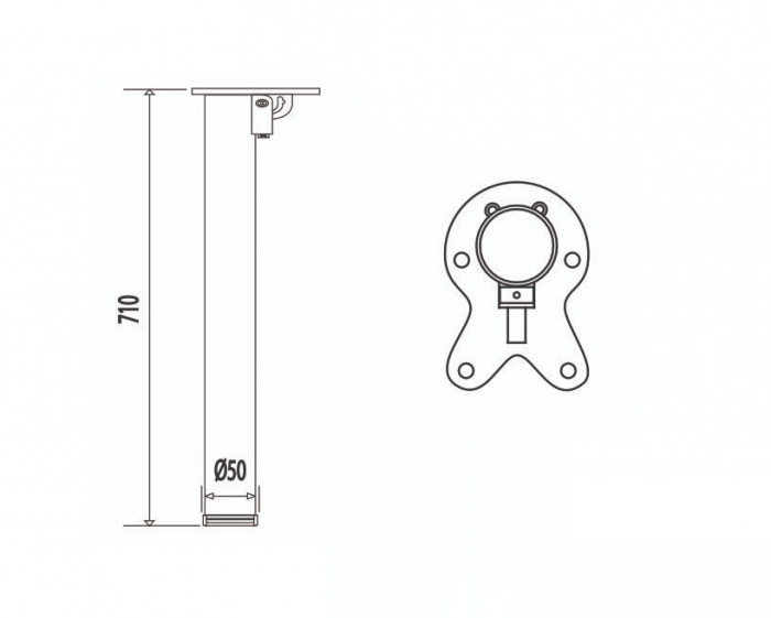 Picior masa rabatabil H=710 mm, D=50 mm, cilindric, finisaj negru [2]