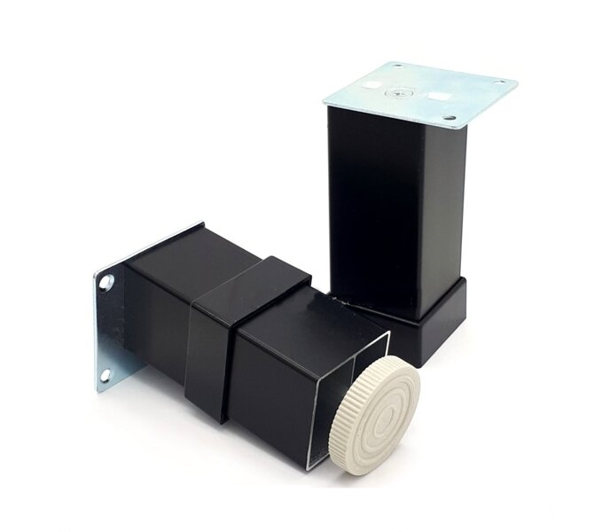 Picior metalic pentru mobilier H:100 mm, finisaj negru, profil patrat 40x40 mm cu masca [3]