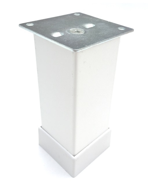 Picior metalic pentru mobilier H:150 mm, finisaj alb, profil patrat 40x40 mm cu masca [3]