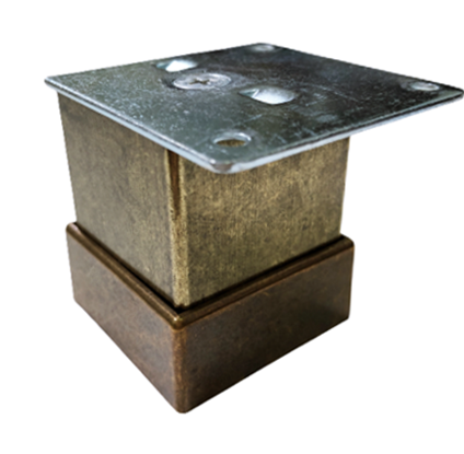 Picior metalic pentru mobilier H:50 mm, finisaj auriu antichizat, profil patrat 40x40 mm cu masca [1]