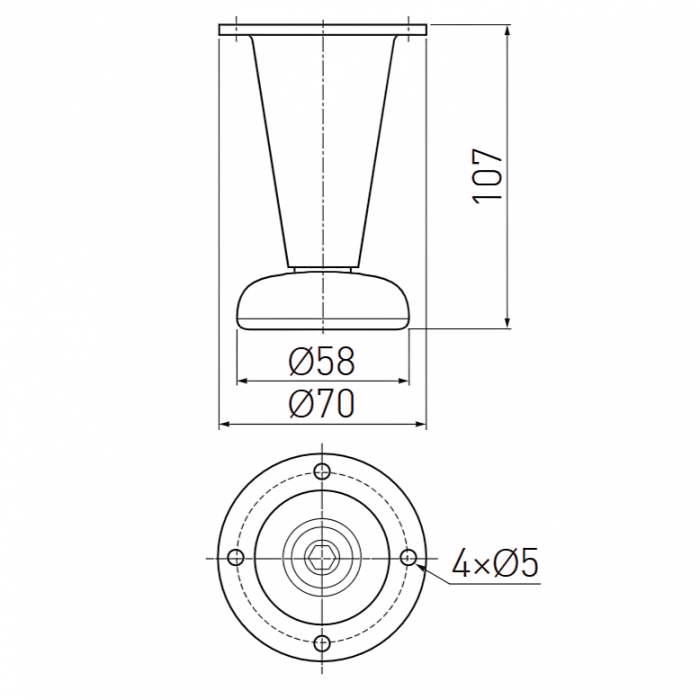 Picior pentru mobilier D-780, finisaj crom lucios GT, H:107 mm [2]
