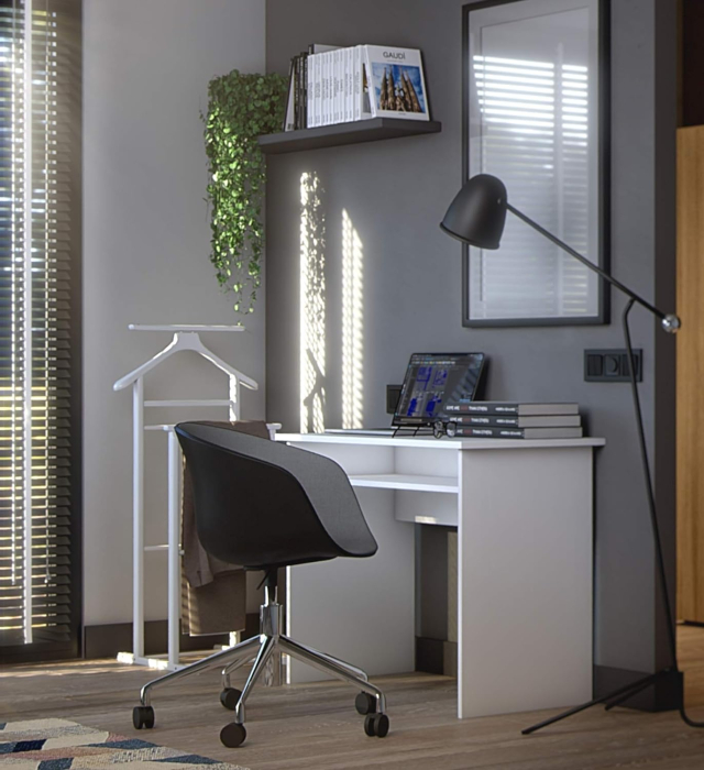 Portmantou dublu din lemn masiv de fag, finisaj alb, 470x360x1010 mm [3]