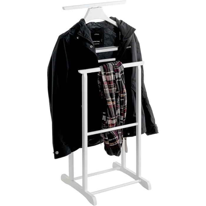 Portmantou dublu din lemn masiv de fag, finisaj alb, 470x360x1010 mm [2]