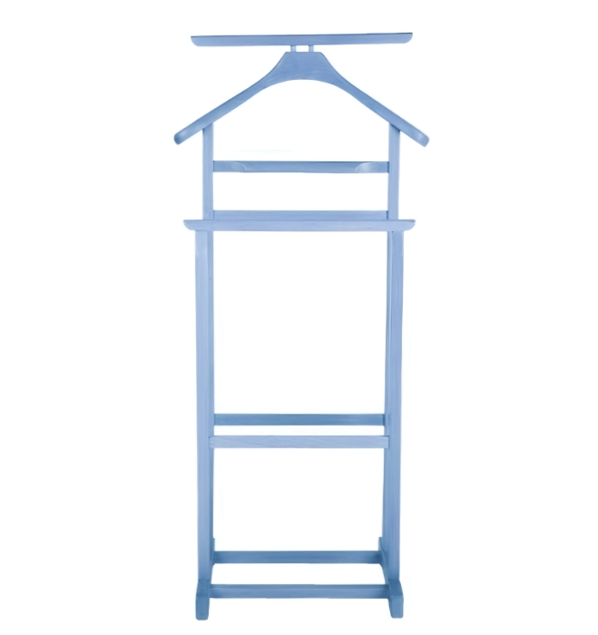Portmantou dublu din lemn masiv de fag, finisaj albastru, 470x360x1010 mm [3]