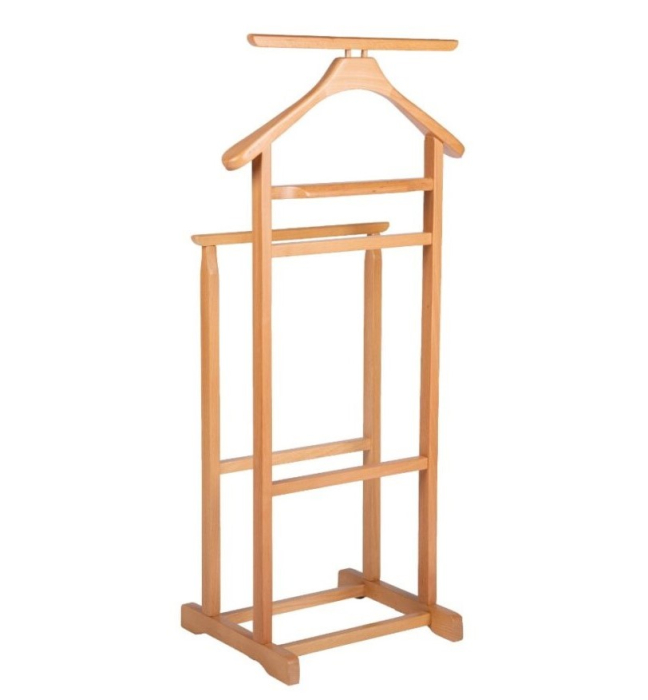 Portmantou dublu din lemn masiv de fag, finisaj natur, 470x360x1010 mm [2]