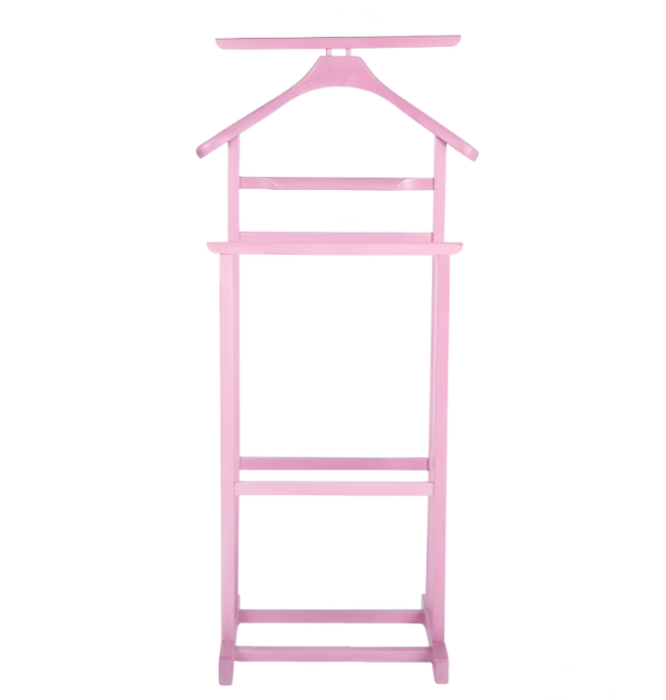 Portmantou dublu din lemn masiv de fag, finisaj roz, 470x360x1010 mm [3]