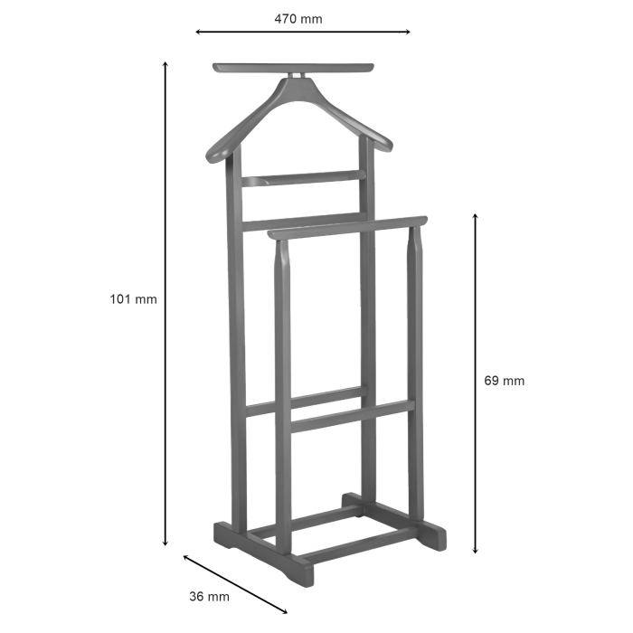Portmantou dublu din lemn masiv de fag, finisaj wenge negru, 470x360x1010 mm [7]