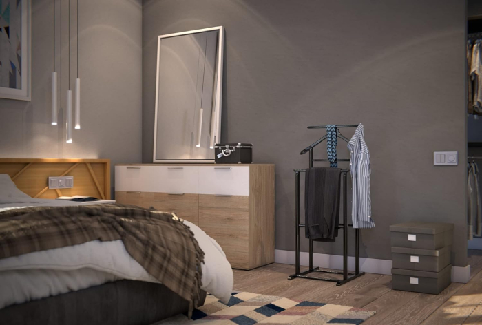 Portmantou dublu din lemn masiv de fag, finisaj wenge negru, 470x360x1010 mm [4]