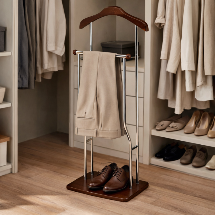 Portmantou dublu Greg, cu spatiu pentru pantofi, finisaj wenge maro, 400x300x1070 mm [4]