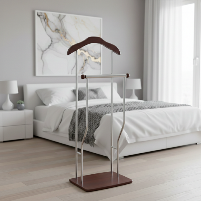 Portmantou dublu Greg, cu spatiu pentru pantofi, finisaj wenge maro, 400x300x1070 mm [2]