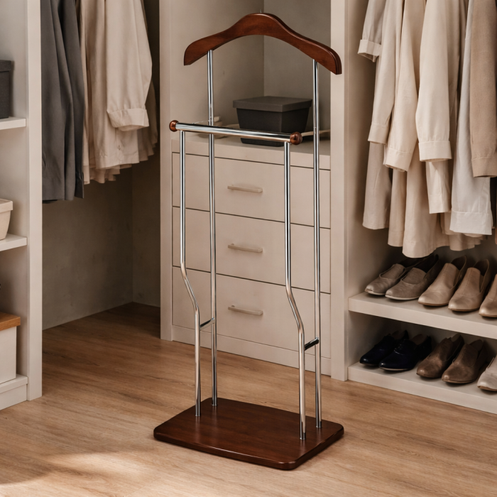 Portmantou dublu Greg, cu spatiu pentru pantofi, finisaj wenge maro, 400x300x1070 mm [5]