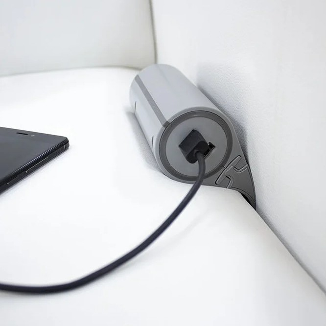 Priză electrică Design Light Sofa Box, 1 priză Schuko, 2 x USB, gri [3]