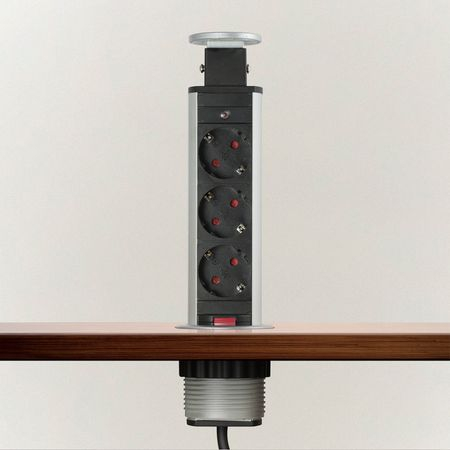 Priza incorporabila elevator GTV, D:60 mm, 3 prize, finisaj gri [5]