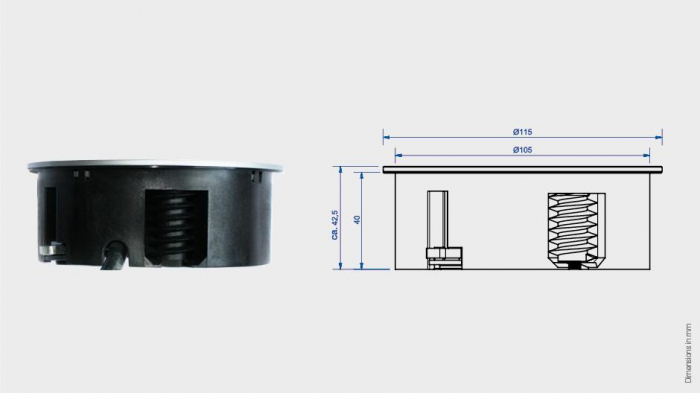 Priza incorporabila blat Twist 2xSchuko, finisaj negru [2]