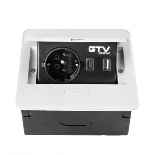 Priza incorporabila in blat Avaro, cu o priza Schuko si port incarcare USB A+C, finisaj alb [4]
