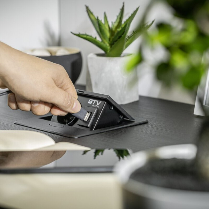 Priză încorporabilă în blat Avaro GTV, 1 priză Schuko, 2 x USB A, alb [4]