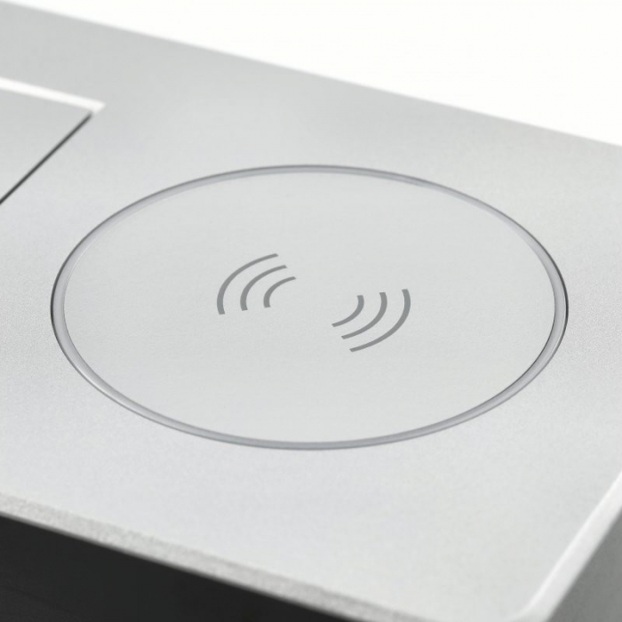Priza incorporabila in blat Avaro Plus, cu incarcator wireless, o priza Schuko si port incarcare USB A+C, finisaj aluminiu [5]