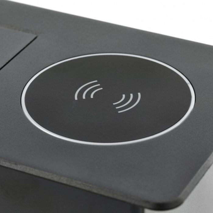 Priza incorporabila in blat Avaro Plus, cu incarcator wireless, o priza Schuko si port incarcare USB A+C, finisaj negru [5]