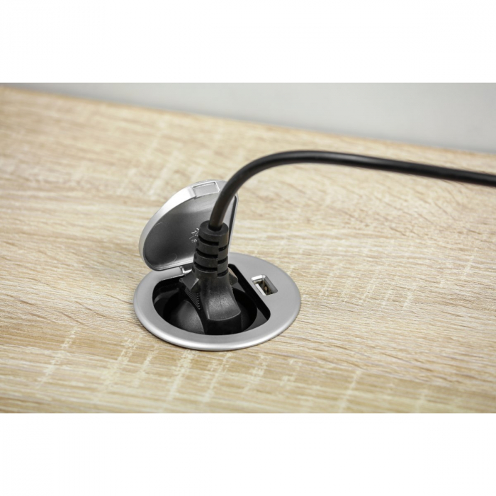 Priza incorporabila in blat Charger Mini, cu o priza Schuko si port incarcare USB tip A, finisaj aluminiu [3]