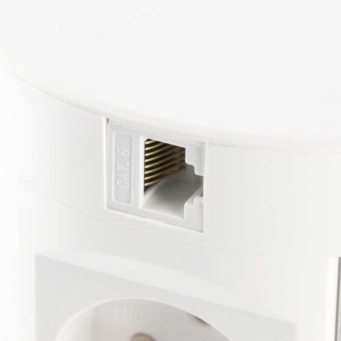 Priza incorporabila in blat Comfort Plus, cu 4 prize Schuko, 2 porturi incarcare USB tip A si 2 porturi RJ45, finisaj alb [4]