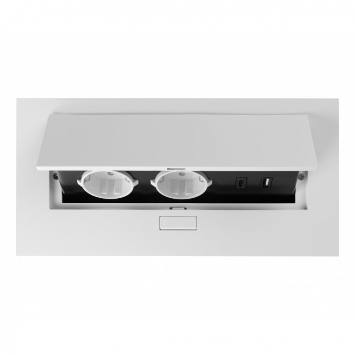 Priza incorporabila in blat, cu 2 prize Schuko si port incarcare USB A+C, finisaj alb [4]