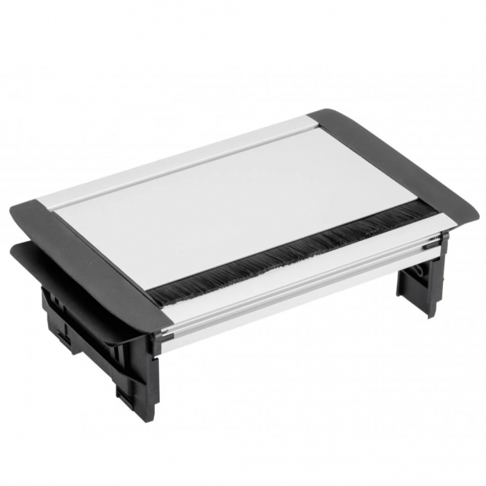 Priza incorporabila in blat dreptunghiulara cu perii, 3 prize Schuko si 2 porturi incarcare USB tip A, finisaj aluminiu [2]