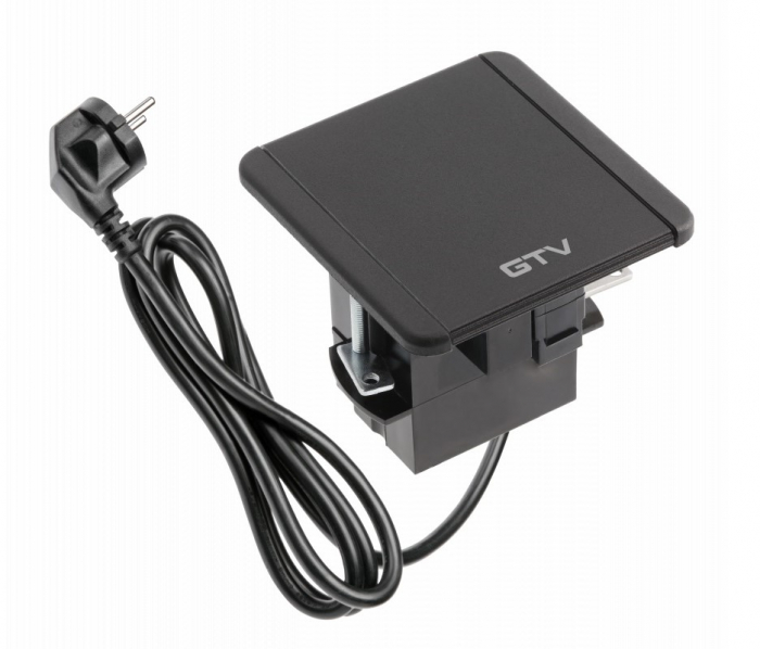 Priza incorporabila Flip cu 1 priza Schuko,1 port HDMI, 1 port RJ45 si 2 porturi incarcare USB de tip A  finisaj negru [2]