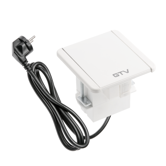 Priză încorporabilă în blat Flip GTV, 1 priză Schuko, 2 x USB A, HDMI, RJ45, alb, 92 x 98 mm [3]